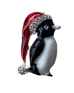 Broche - pingvin med nissehue, hvidt næb